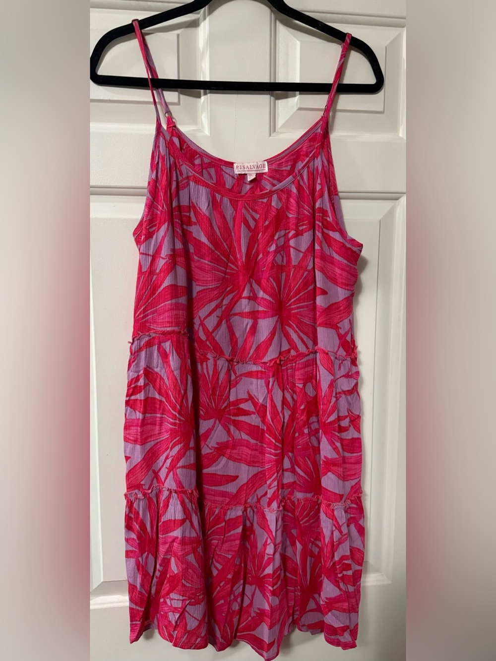P.J. Salvage Fuchsia Floral Tiered Midi Dress